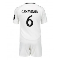 Maglia Calcio Real Madrid Eduardo Camavinga #6 Prima Divisa Bambino 2024-25 Manica Corta (+ pantaloncini)